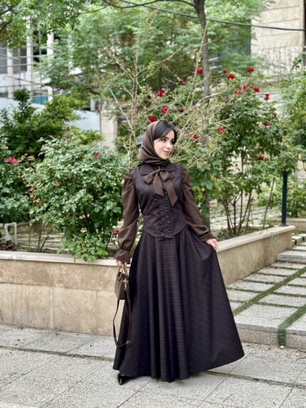 ست شکوفه قهوه ایی سایز46 الی 52